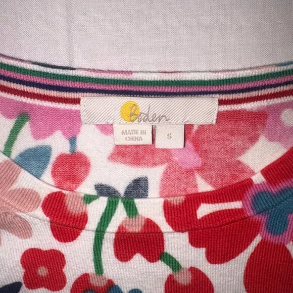 Boden Crew Neck Floral Print Color Sweatshirt Top Pullover size S - Picture 3 of 7